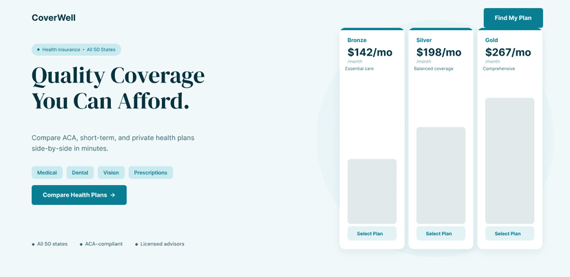 Build preview — health insurance form right