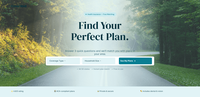 Build preview — health insurance centered