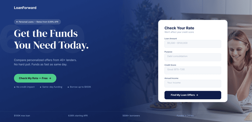 Build preview — personal loans form right