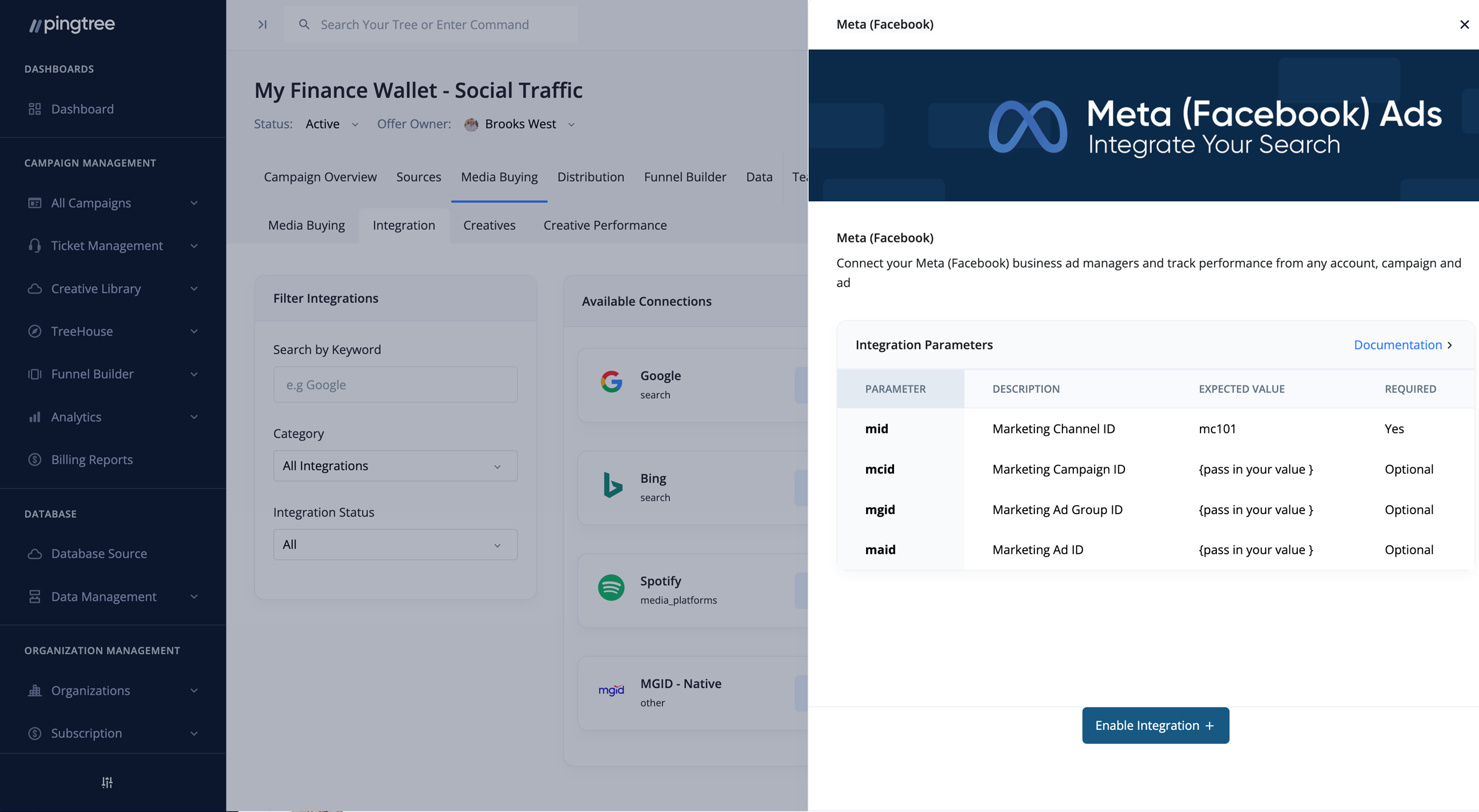 Pingtree multi-channel tracking software