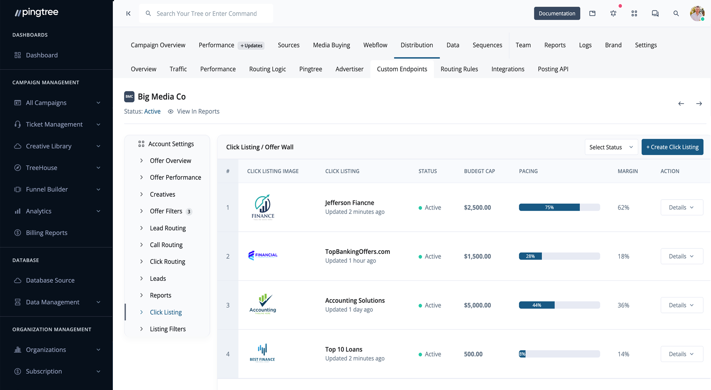 Pingtree external system integration