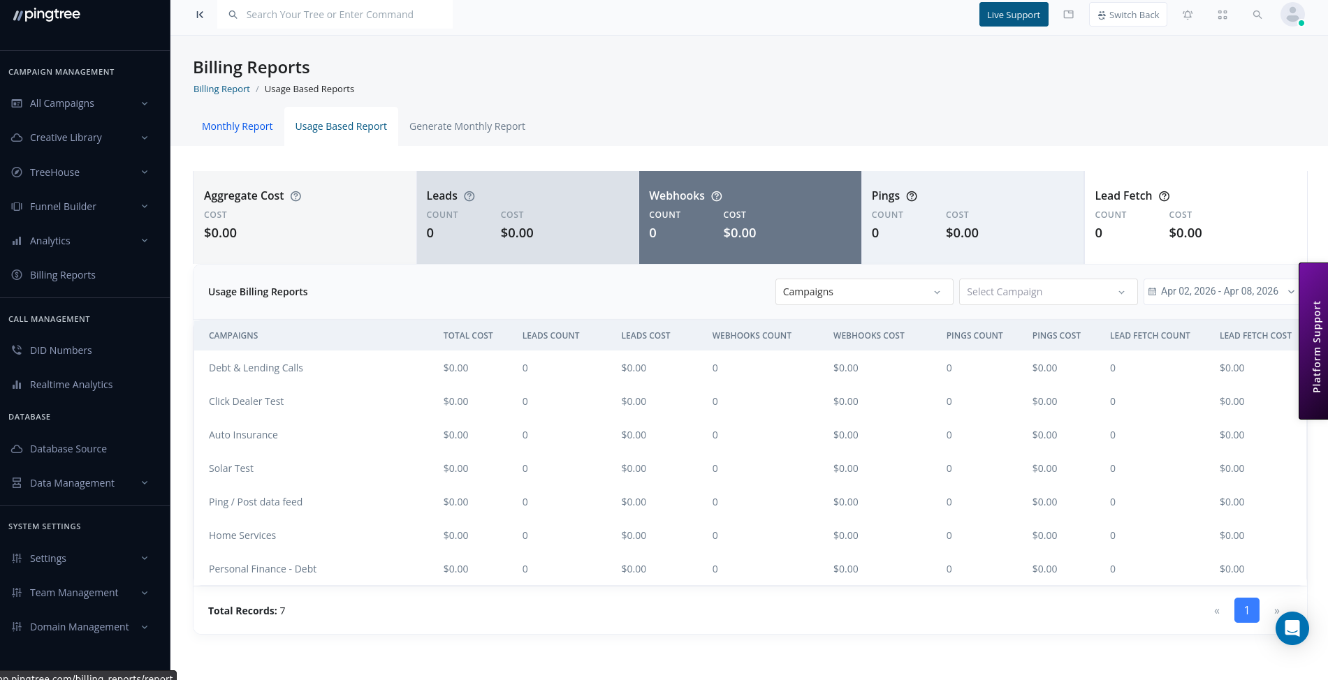 Monthly billing report with usage breakdown and payment status